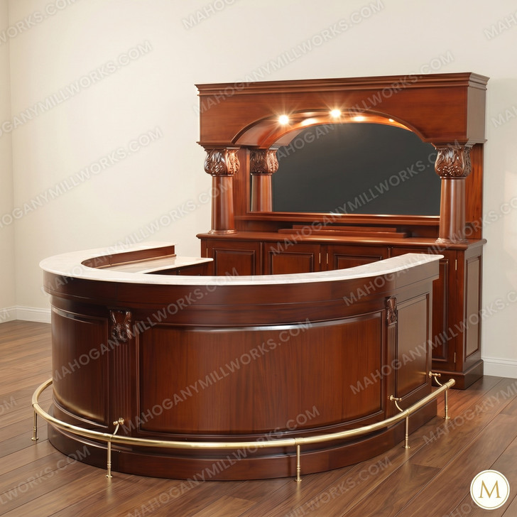 Mahogany U-Shape Horseshoe Pub Bar w/ Marble top