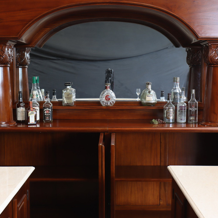 Mahogany U-Shape Horseshoe Pub Bar w/ Marble top