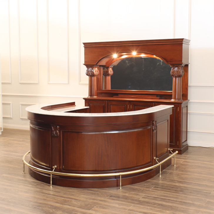 Mahogany U-Shape Horseshoe Pub Bar w/ Marble top