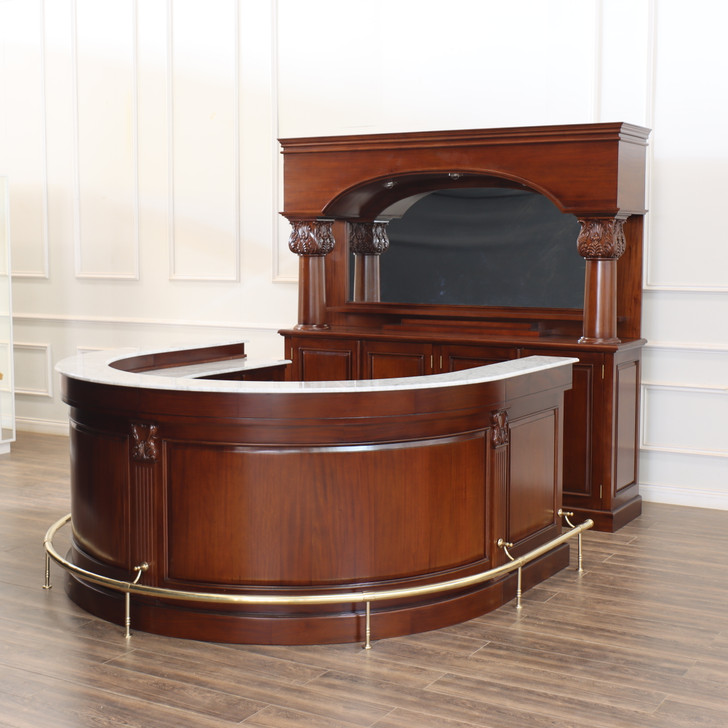 Mahogany U-Shape Horseshoe Pub Bar w/ Marble top