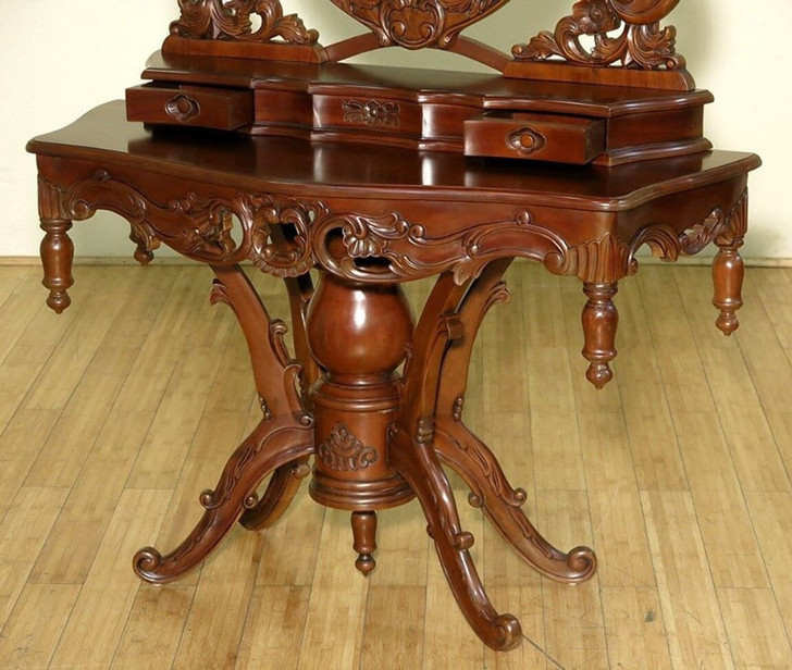 Walnut French Rococo Console Table