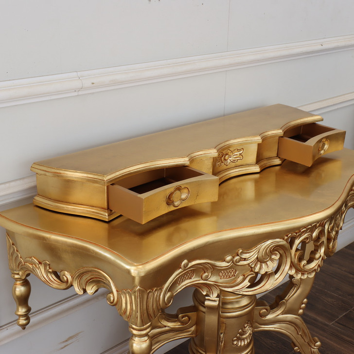 French Gold Leaf Rococo Console Table