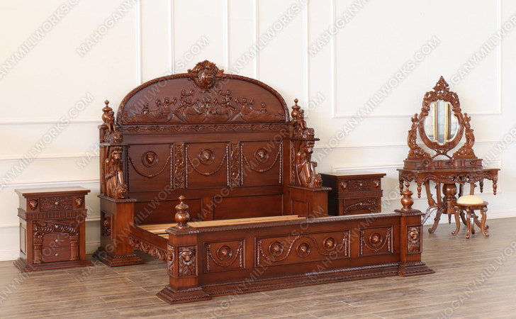 Heavily Ornate  Gothic Bed w/ Custom Carvings