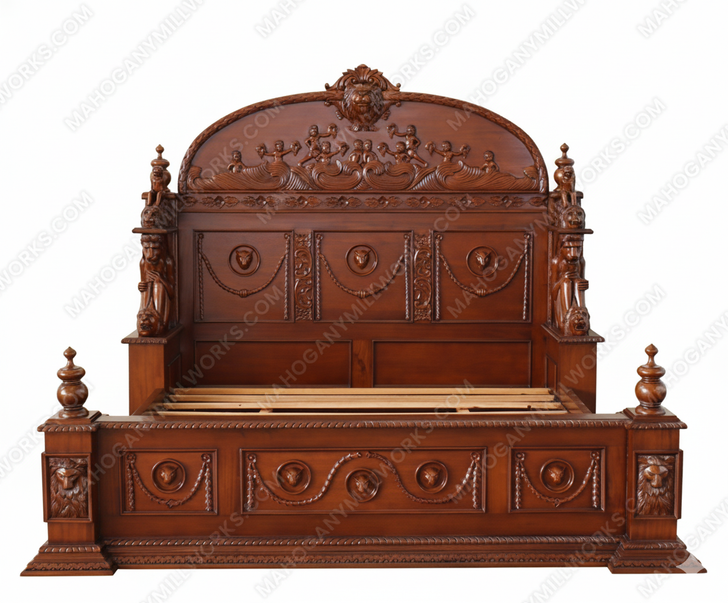 Heavily Ornate  Gothic Bed w/ Custom Carvings