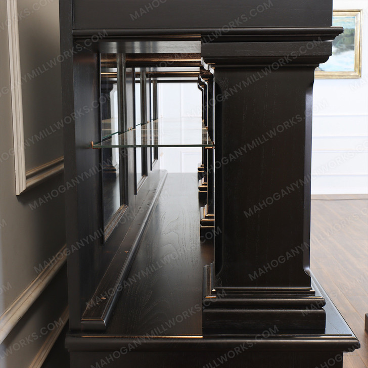 Custom Dark Teak Pub Bar Set w/ Brass Rails