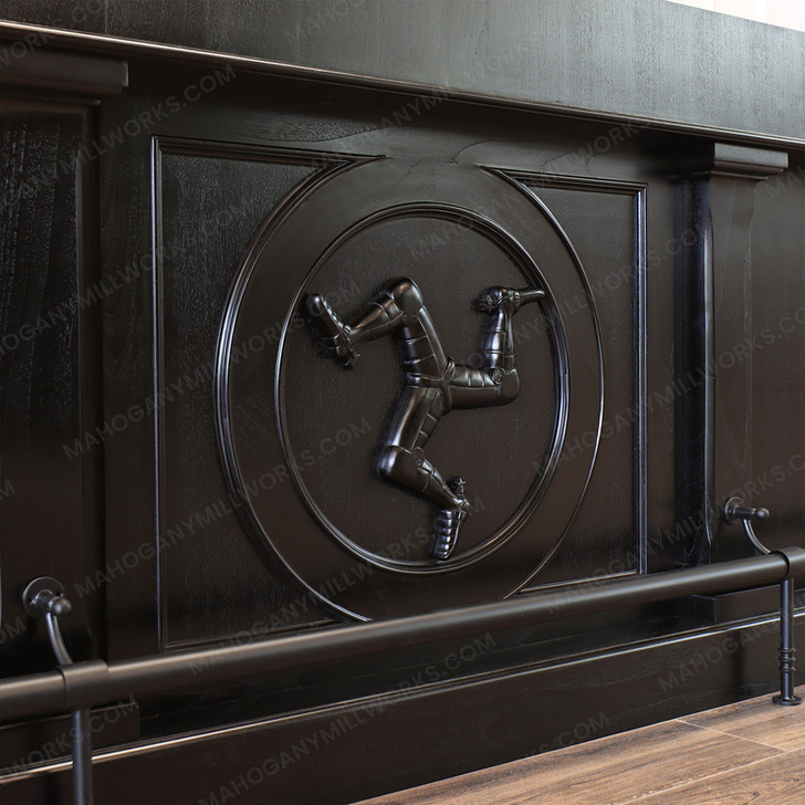 Custom Dark Teak Pub Bar Set w/ Brass Rails