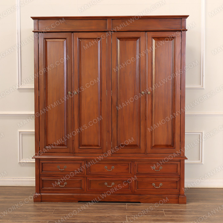 Large Mahogany 4 Door Wardrobe