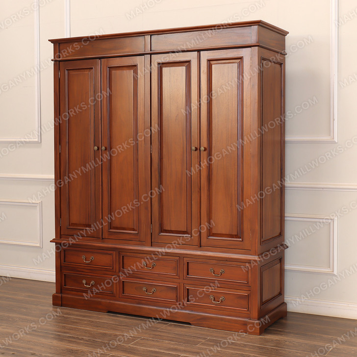 Large Mahogany 4 Door Wardrobe