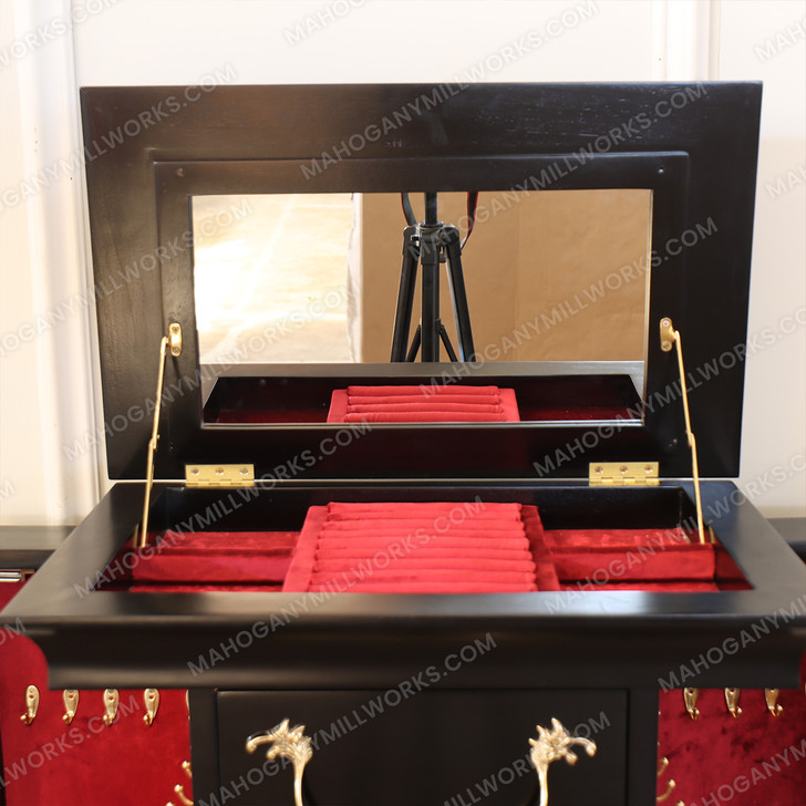 Traditional Black w/ Gold Leaf Jewelry Armoire