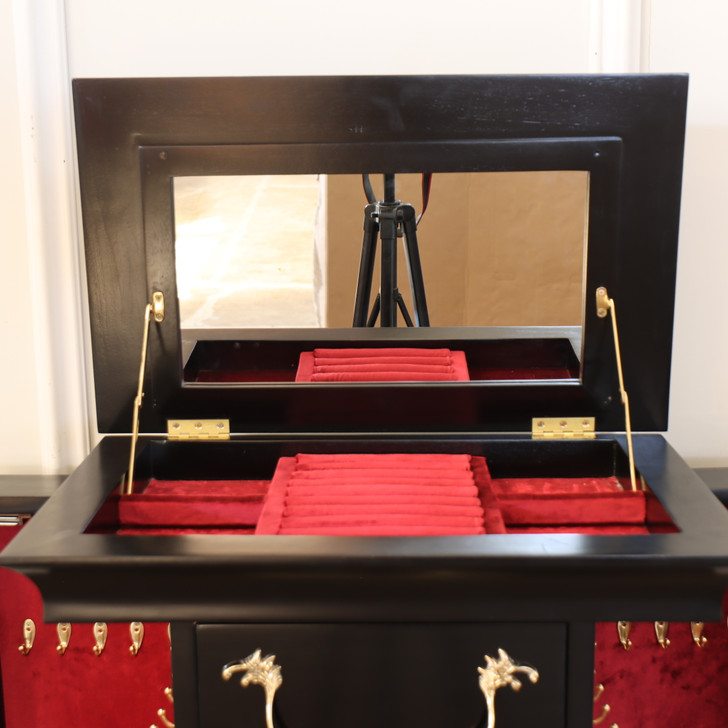 Traditional Black w/ Gold Leaf Jewelry Armoire