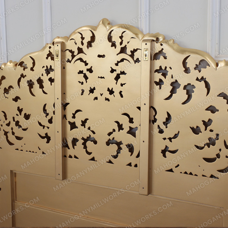 Antiqued Gold Leaf Rococo Queen Headboard Pair (2)s (2)