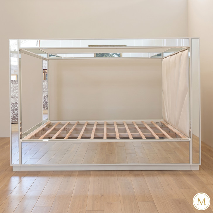 Magnificent Alaska King Mirrored Four Poster Canopy Bed