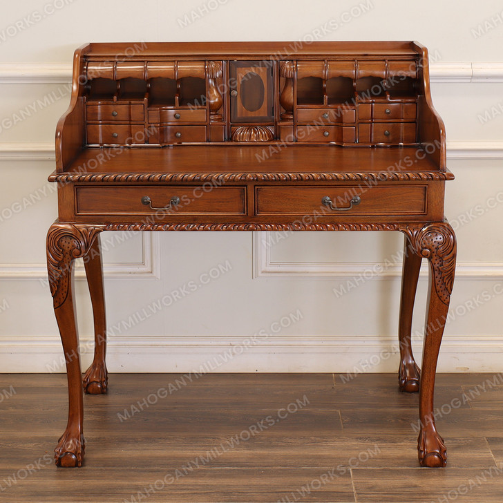 Chippendale Escritoire Writing Desk w/ Natural Glaze Finish