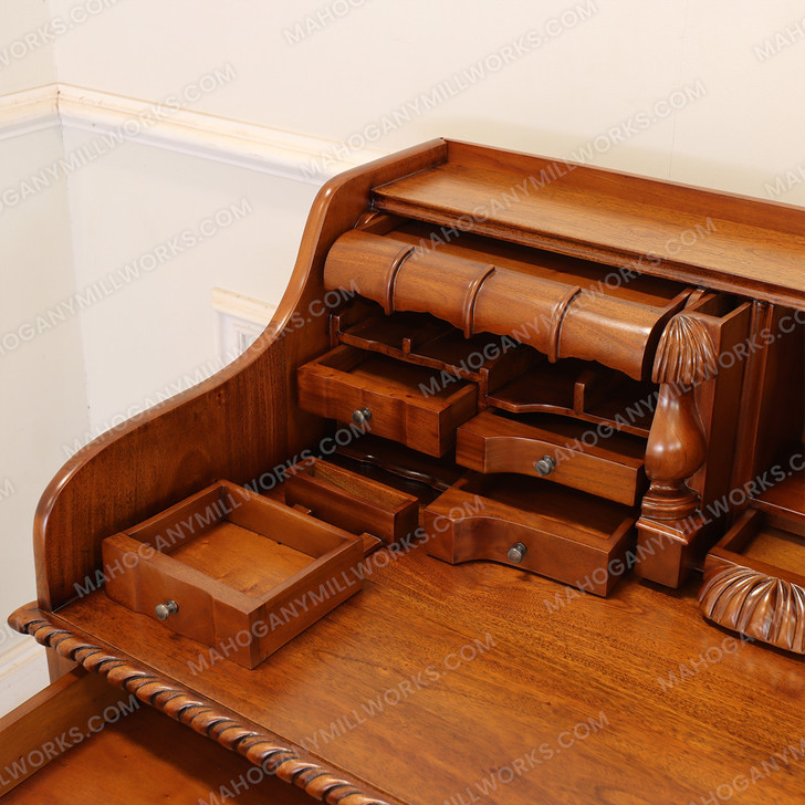 Chippendale Escritoire Writing Desk w/ Natural Glaze Finish