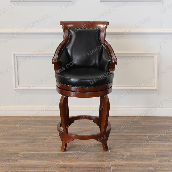 Genuine Leather Swivel Barstools Set (6)