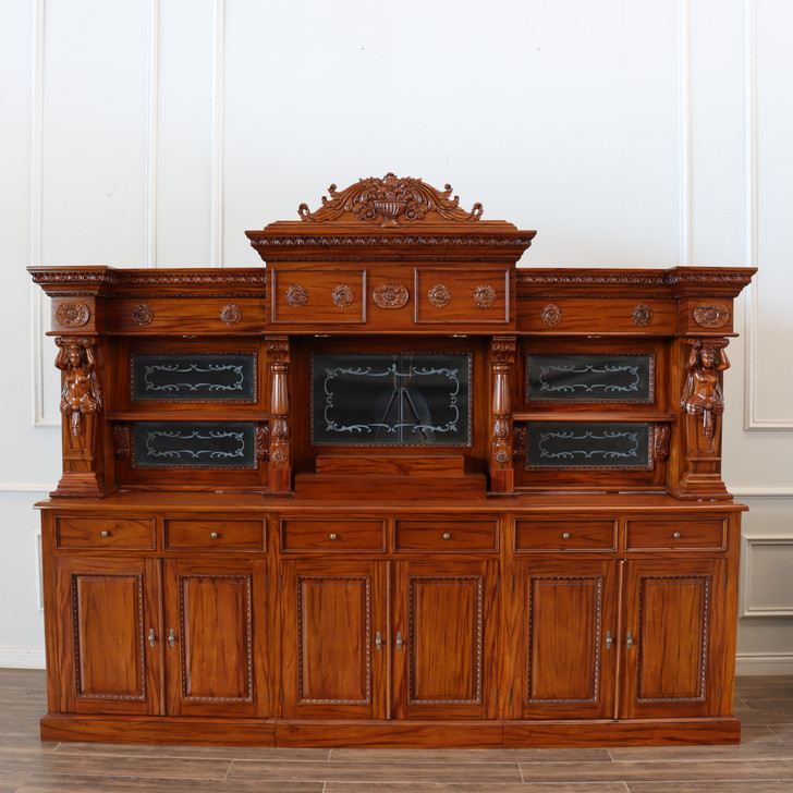 10.5ft Mahogany Carved Lady Saloon Pub Bar