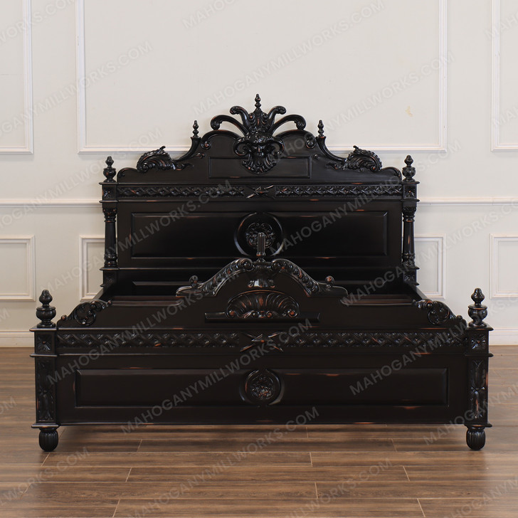 Stained Black Distressed Gothic Demon Gargoyle Bed