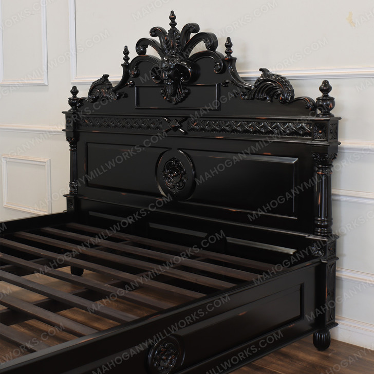 Stained Black Distressed Gothic Gargoyle Bed