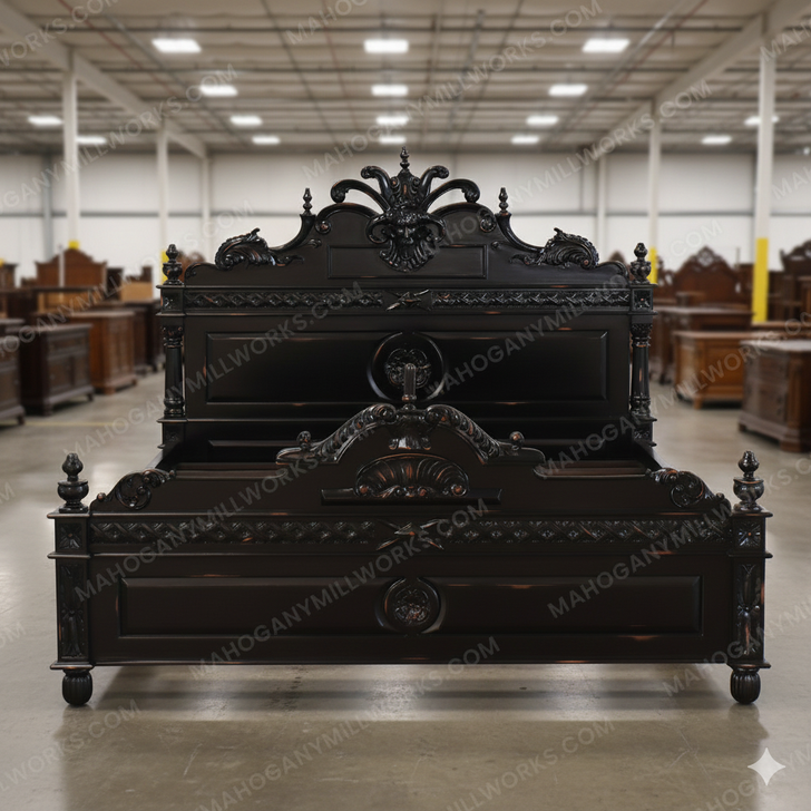 Stained Black Distressed Gothic Demon Gargoyle Bed