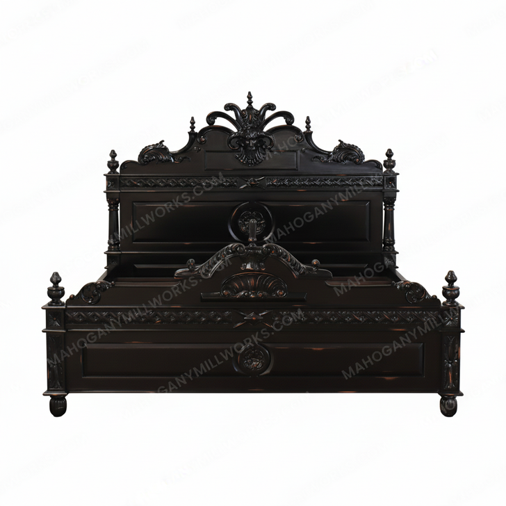 Stained Black Distressed Gothic Demon Gargoyle Bed