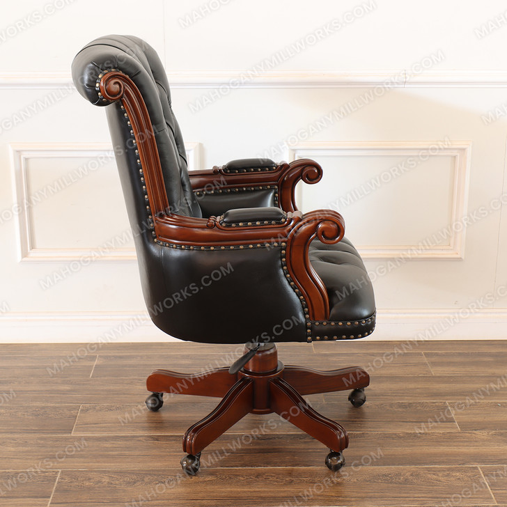 Black Genuine Leather Executive Office Chair