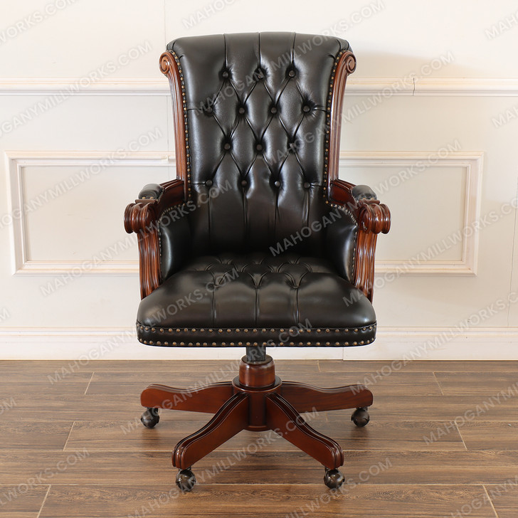 The Grand Black Genuine Leather Office Chair