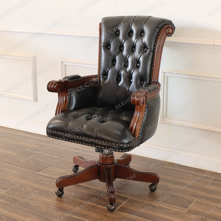 The Grand Black Genuine Leather Office Chair