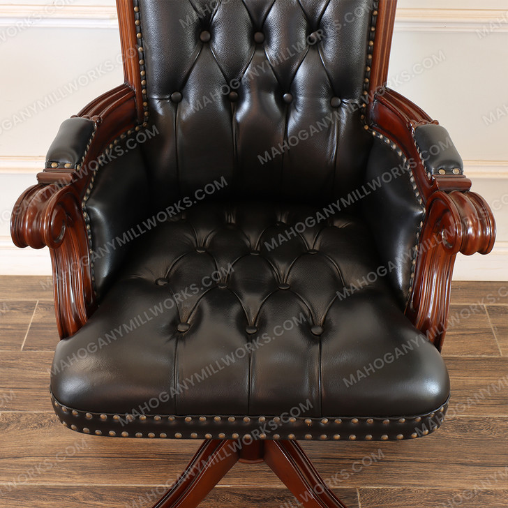 The Grand Black Genuine Leather Office Chair