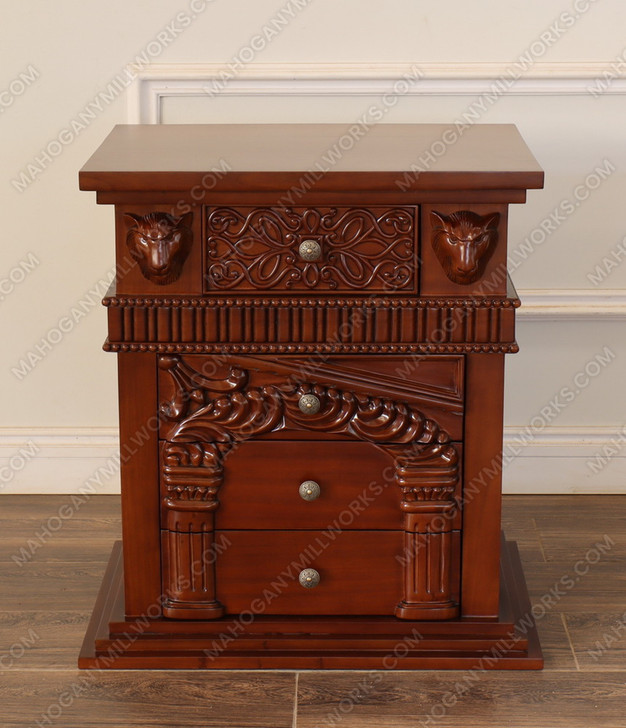3pc Heavily Ornate Mahogany Gothic Bedroom set