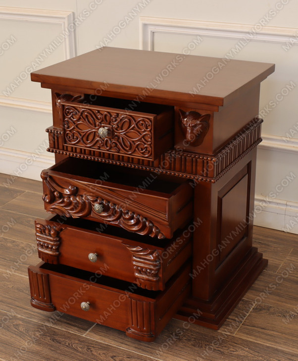 3pc Heavily Ornate Mahogany Gothic Bedroom set