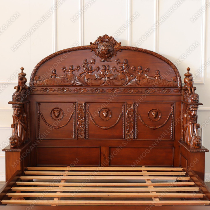 3pc Heavily Ornate Mahogany Gothic Bedroom set
