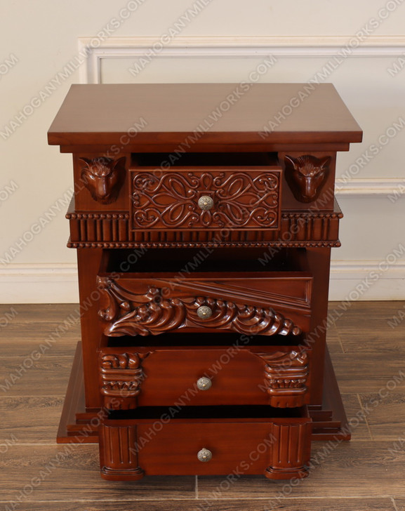 3pc Light Walnut Heavily Ornate Gothic Bedroom set