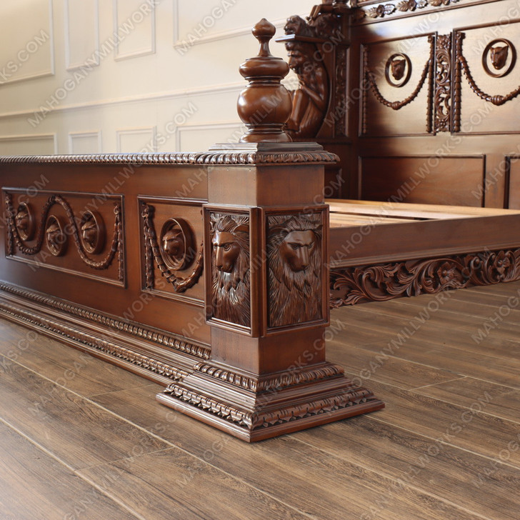 3pc Light Walnut Heavily Ornate Gothic Bedroom set