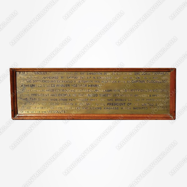 Solid Brass Presidential Resolute Plaque Inscription (8" x 2.5")