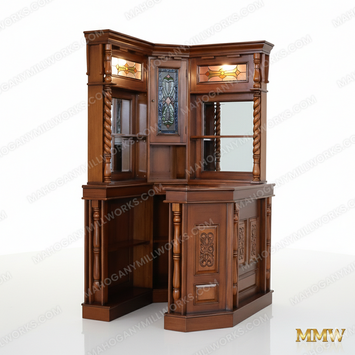 Mahogany Victorian Gothic Corner Bar