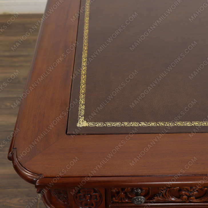 6ft Natural Finish Oval Office Resolute Desk w/ Leather Top