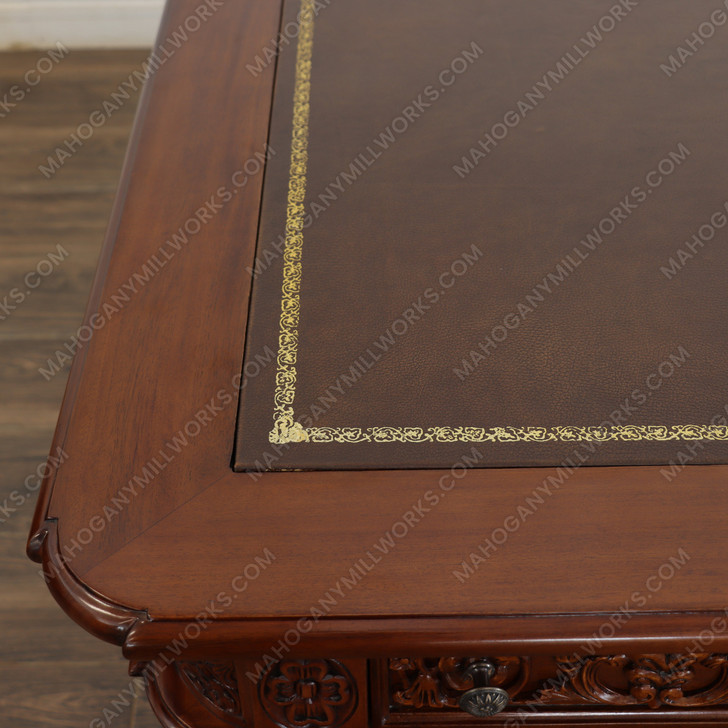 6ft Natural Finish Oval Office Resolute Desk w/ Leather Top