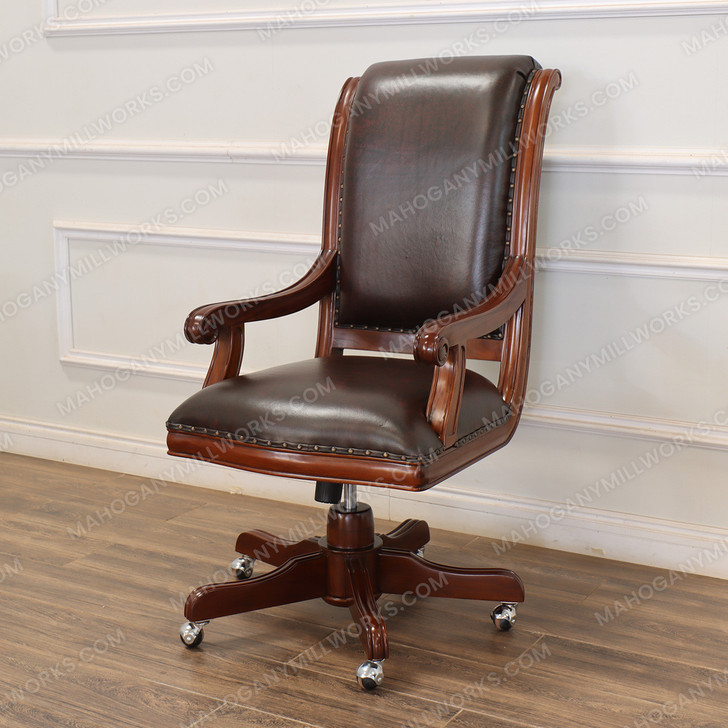 Antique Brown Genuine Leather Executive Office Chair