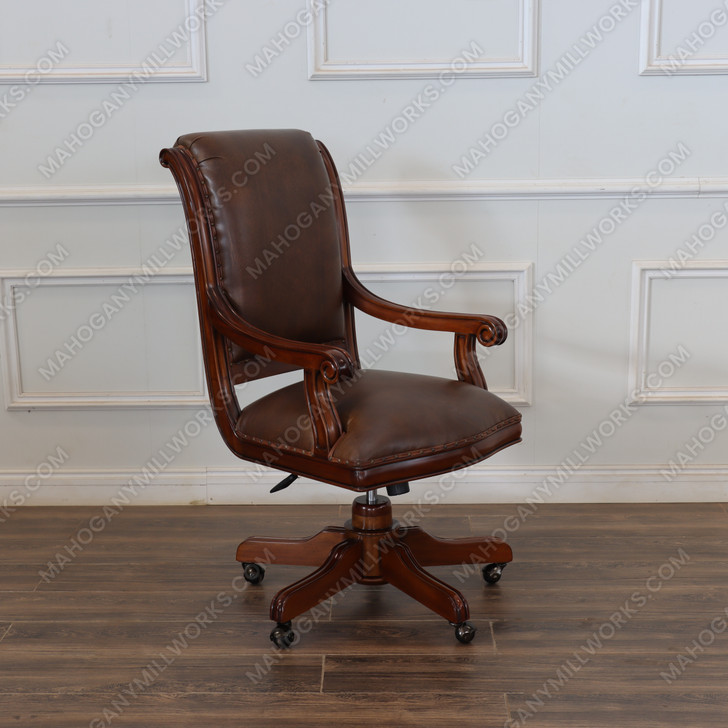 Antique Brown Genuine Leather Executive Office Chair