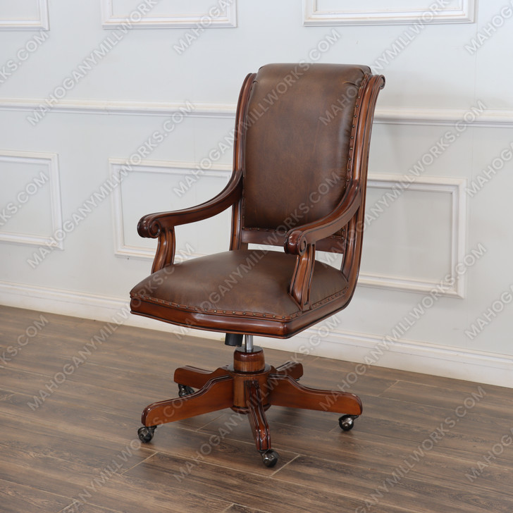 Antique Brown Genuine Leather Executive Office Chair