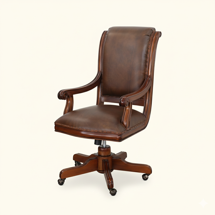 Antique Brown Genuine Leather Executive Office Chair