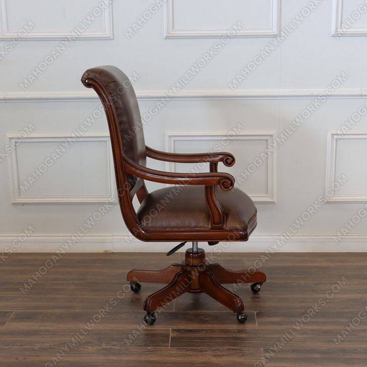 Antique Brown Genuine Leather Executive Office Chair