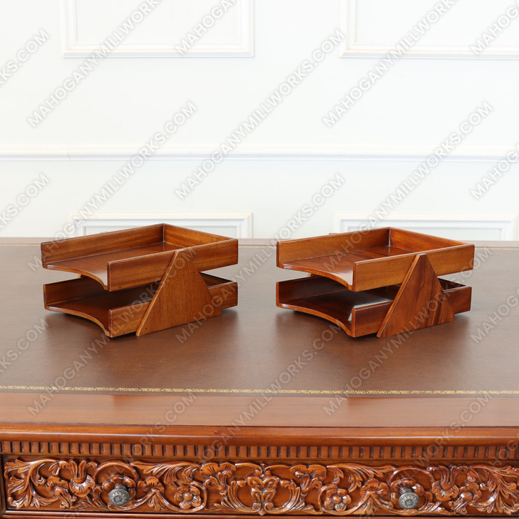Mahogany 2-stack Paper Tray