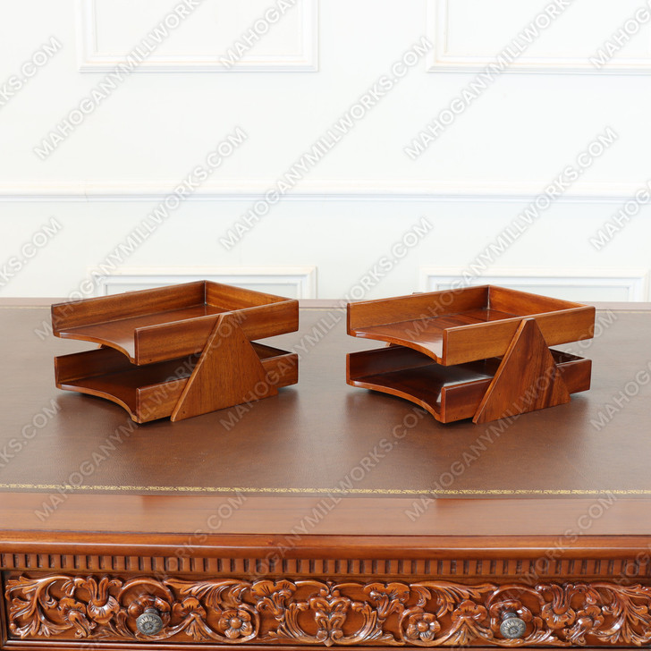 Mahogany 2-stack Paper Tray