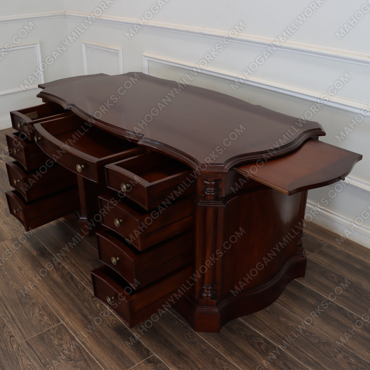 60" Custom Mahogany Desk with Slide Out Wings