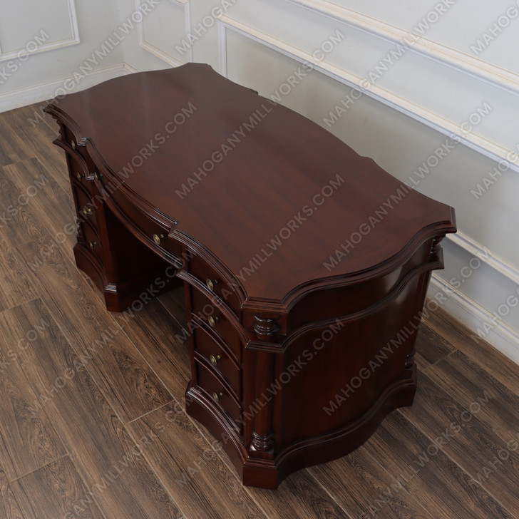 5ft Dark Mahogany Desk with Slide Out Wings