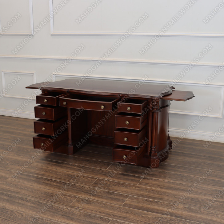 5ft Dark Mahogany Desk with Slide Out Wings