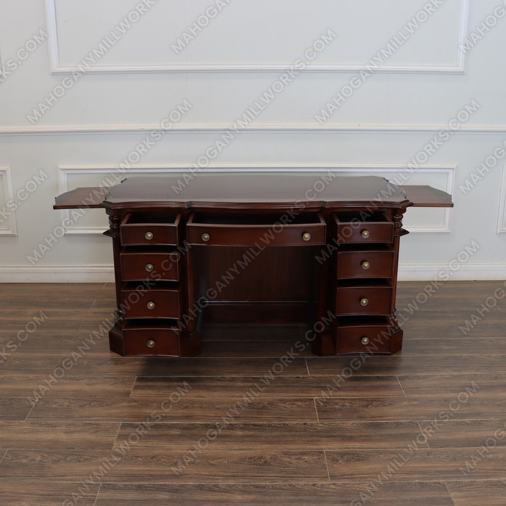 5ft Dark Mahogany Desk with Slide Out Wings