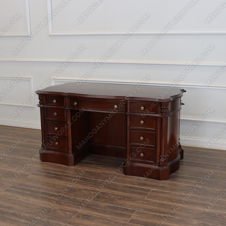 5ft Dark Mahogany Desk with Slide Out Wings