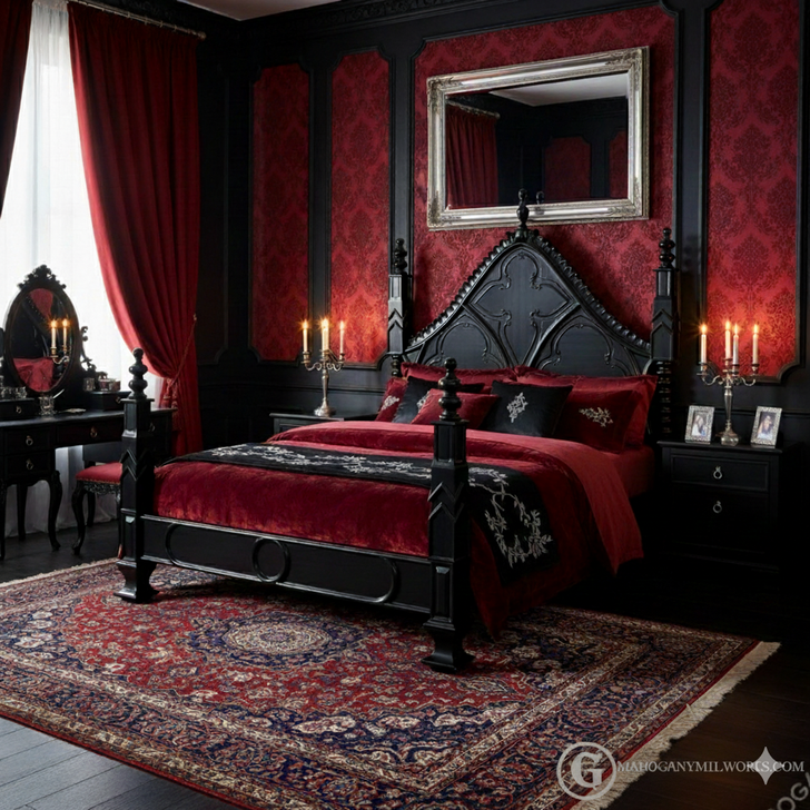 Custom Black Gothic Queen Empire Bed